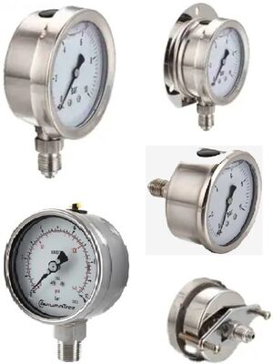 Stainless Steel Pressure Gauge with 1600 bar Range and IP65 Protection for Industrial Use