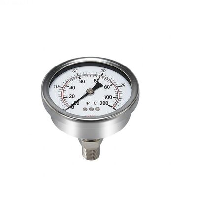 Stainless Steel Bimetal Thermometer with IP65 Protection and Liquid Filled for Accurate Temperature Measurement