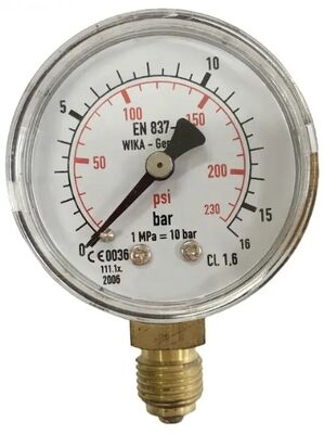 General Service Pressure Gauge with 400 Bar Range, IP54 Protection, and Copper Alloy Wetted Parts